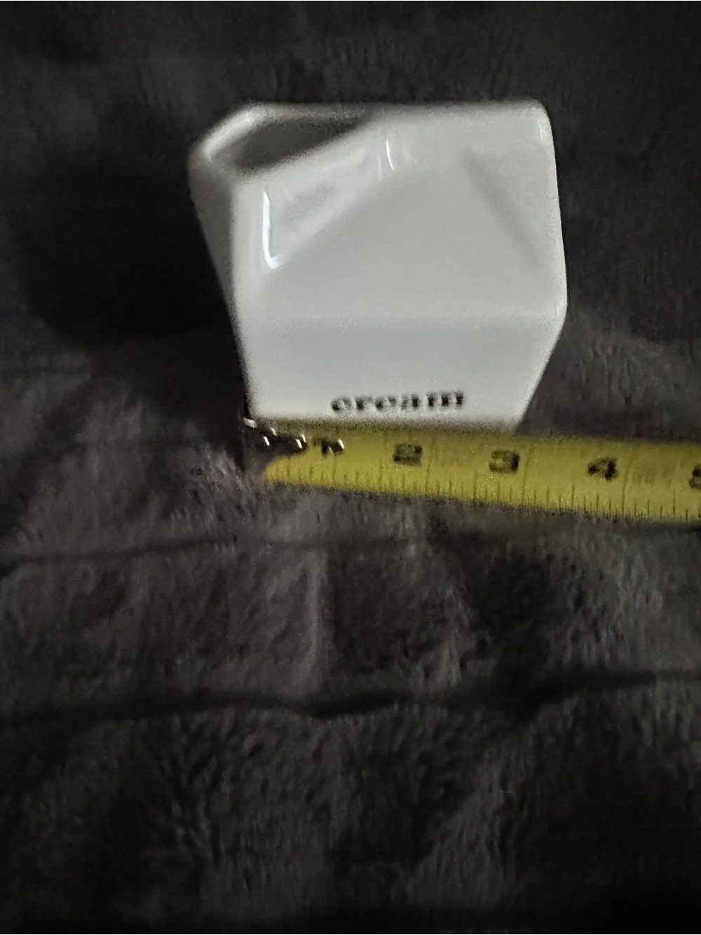 White Ceramic Cream Pitcher with Navy Lettering
